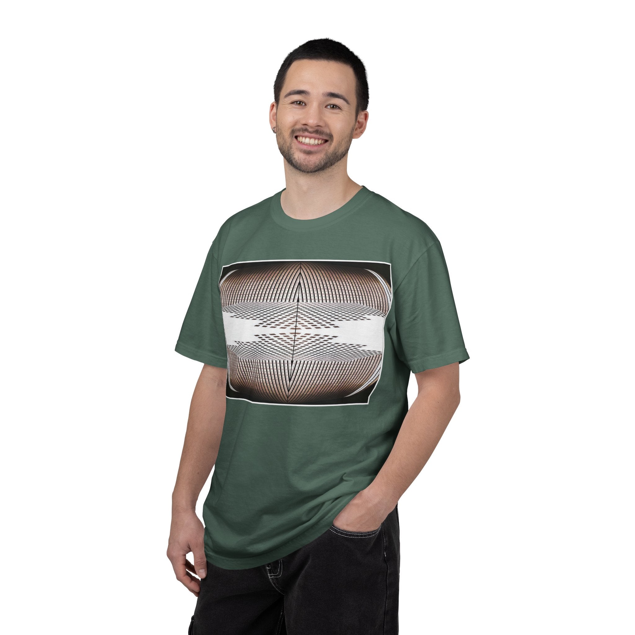 Thought Machine By Kevin Quinn -Optical Waveform Graphic T‑Shirt — Geometric Illusion Art Tee