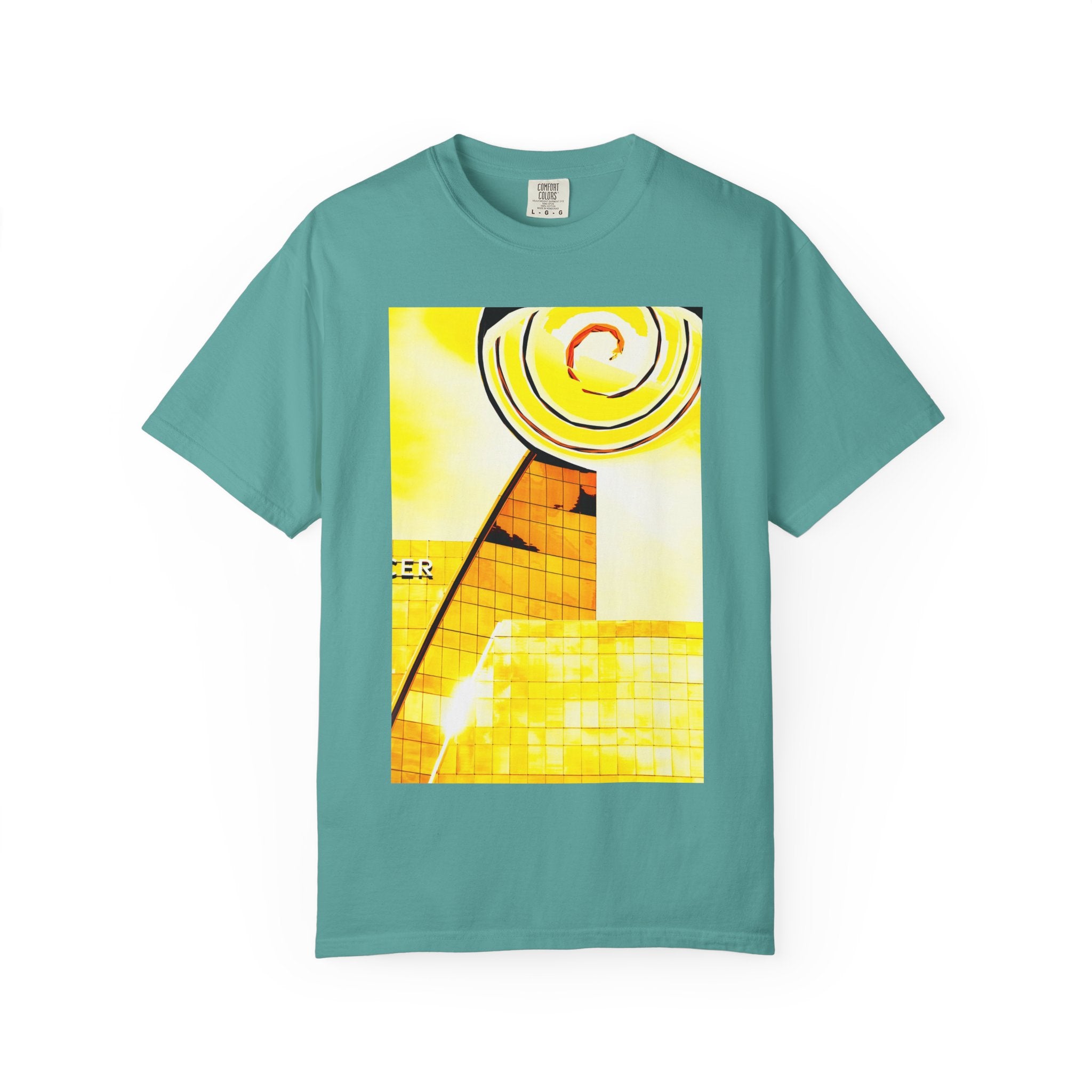 Lemonheads and Lollipops By Kevin Quinn   -Abstract Yellow Spiral Urban Modern Architecture Graphic Tee
