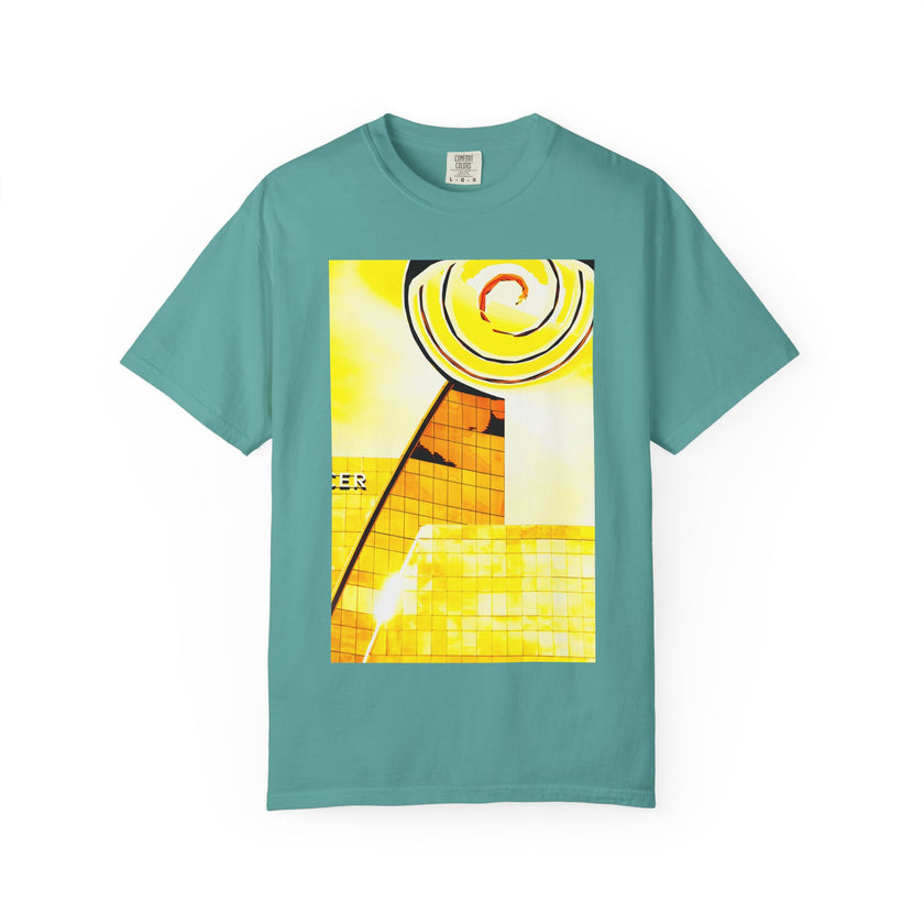 Lemonheads and Lollipops By Kevin Quinn   -Abstract Yellow Spiral Urban Modern Architecture Graphic Tee