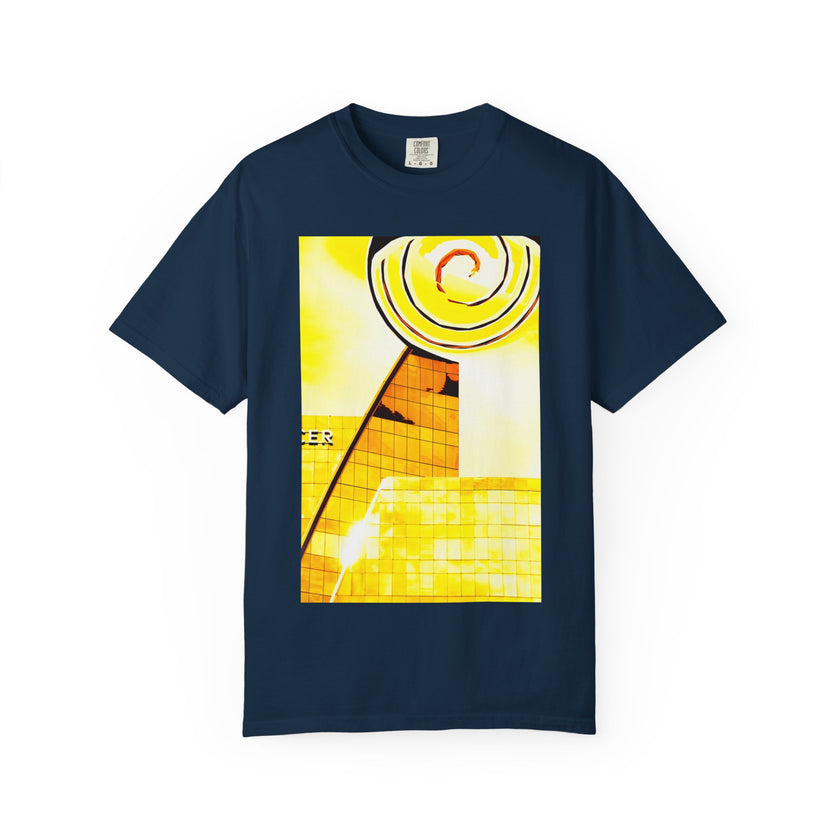 Lemonheads and Lollipops By Kevin Quinn   -Abstract Yellow Spiral Urban Modern Architecture Graphic Tee