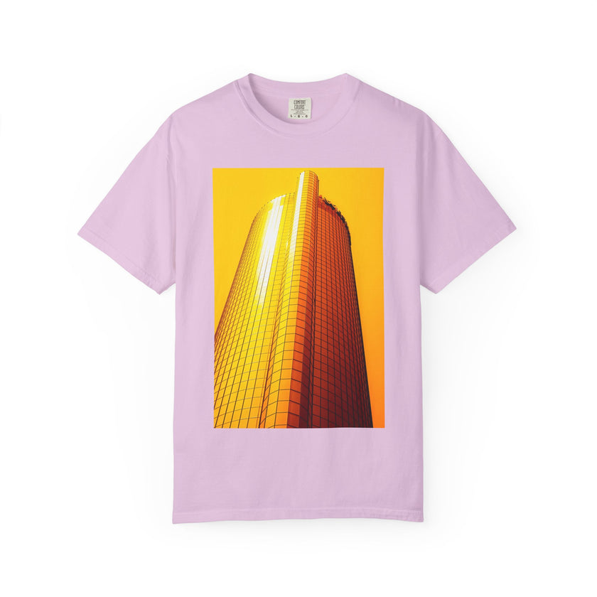 Summer In The City By Kevin Quinn -Modern Urban Architecture Sunset Skyscraper T-Shirt — Golden Architectural Photo Tee