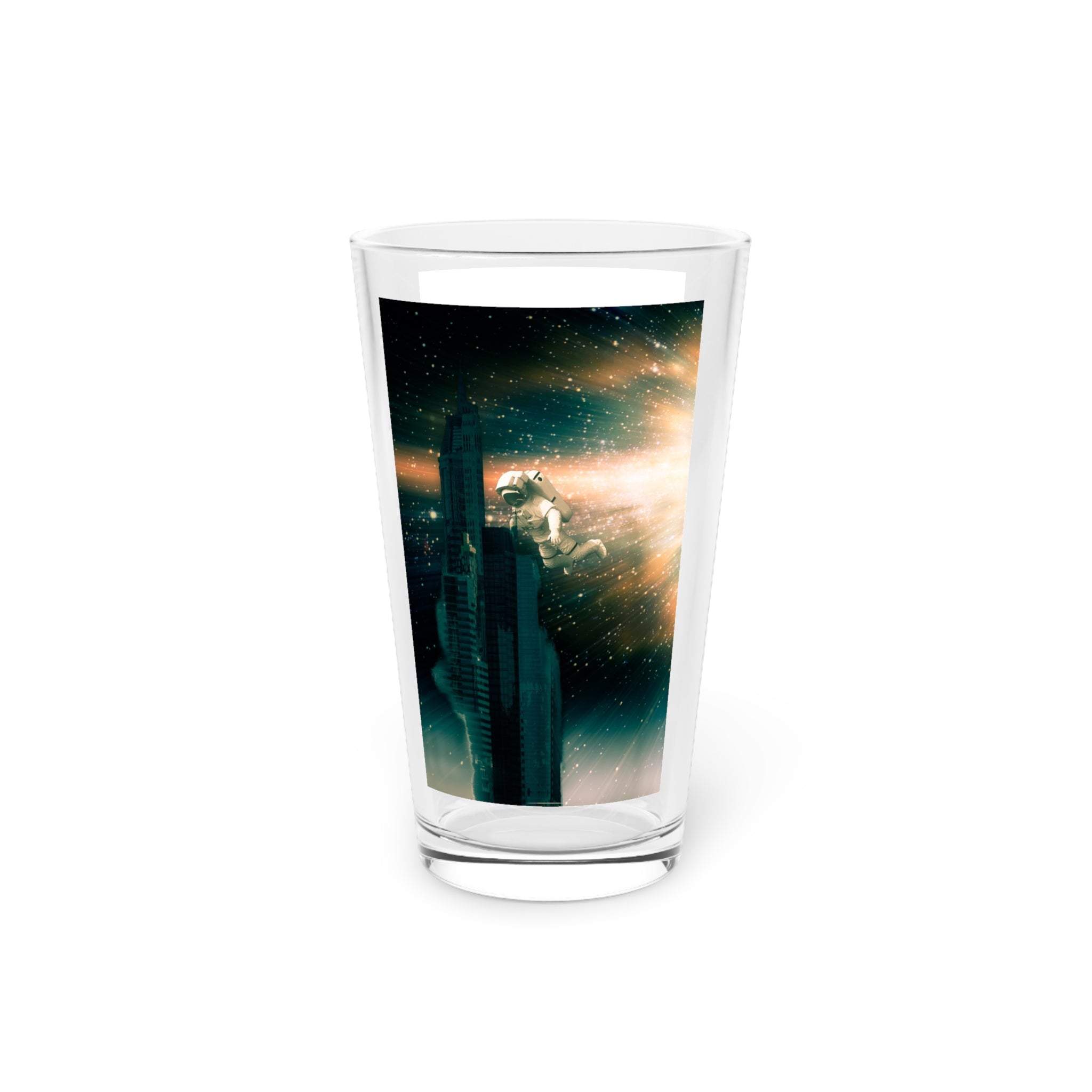 Abstract Art Beer Pint Glass – 16oz Craft Beer Glass – “Finding Atlantis” by Kevin Quinn