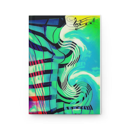 Rooftop Jazz By Kevin Quinn - Music Waves Hardcover Journal — Abstract Piano Notes Notebook