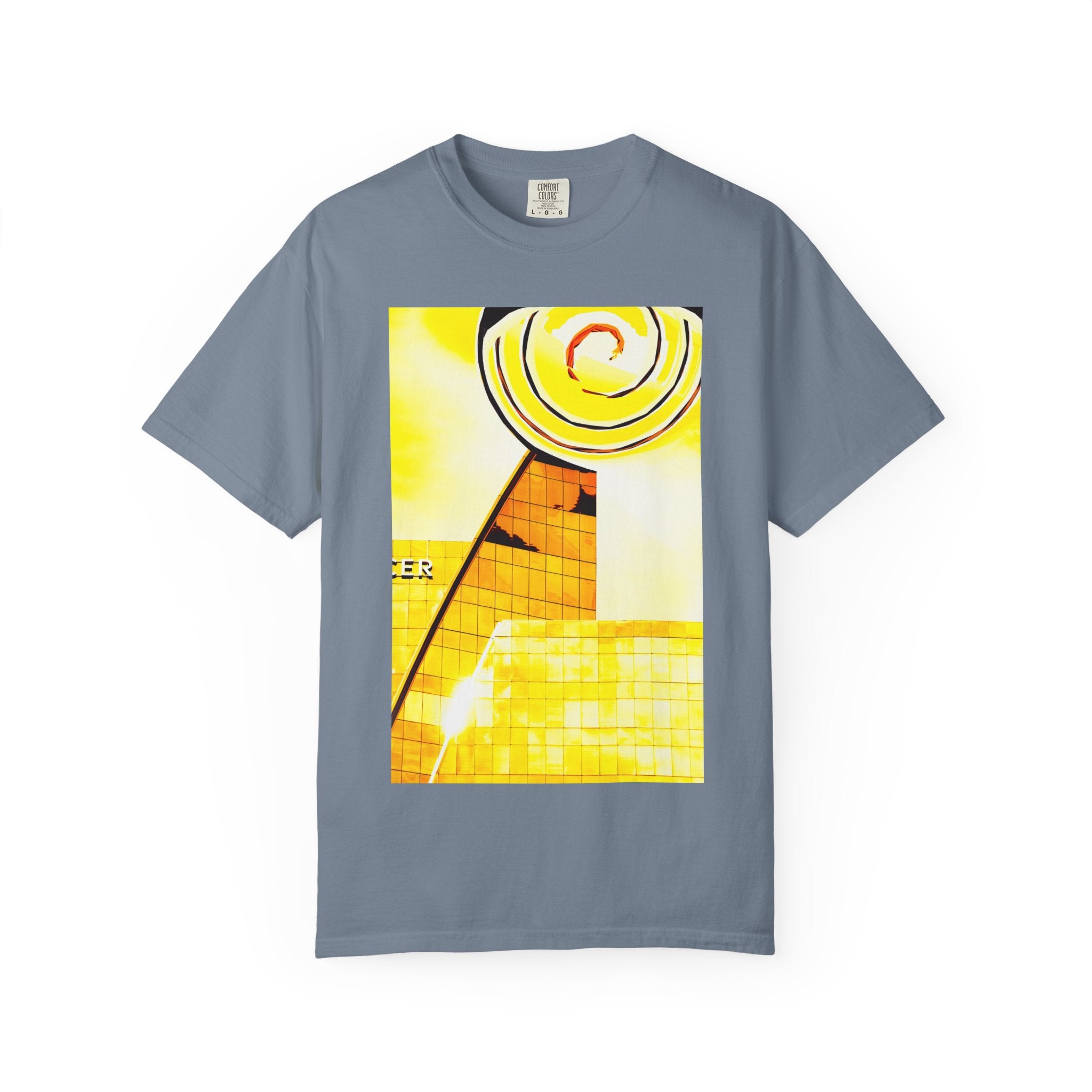 Lemonheads and Lollipops By Kevin Quinn   -Abstract Yellow Spiral Urban Modern Architecture Graphic Tee