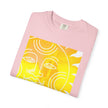 Silky The Sun Kid By Kevin Quinn-Modern Urban Sunface Graphic T-Shirt — Yellow Sun Artwork with QR Code Back
