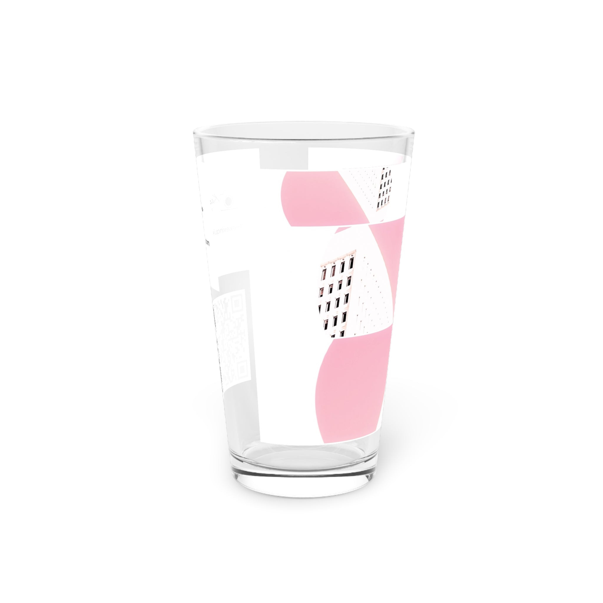 Abstract Art Beer Pint Glass – 16oz Craft Beer Glass – “Pretty In Pink” by Kevin Quinn