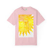 Silky The Sun Kid By Kevin Quinn-Modern Urban Sunface Graphic T-Shirt — Yellow Sun Artwork with QR Code Back