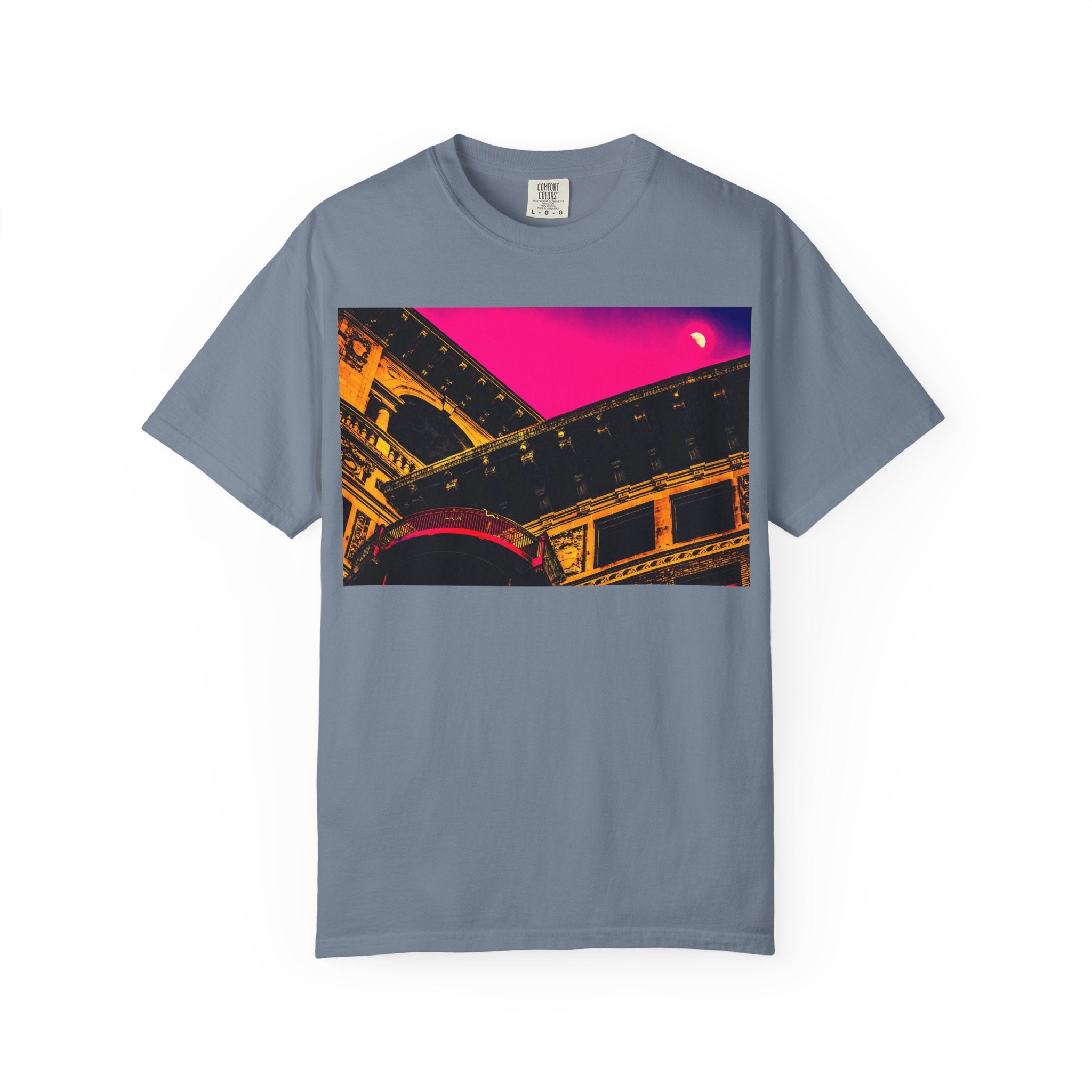 Moonlight Love Affair By Kevin Quinn -Modern Urban Architecture Romantic Pop Art T-Shirt