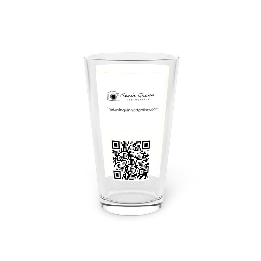 Abstract Art Beer Pint Glass – 16oz Craft Beer Glass – “Little Birdie” by Kevin Quinn