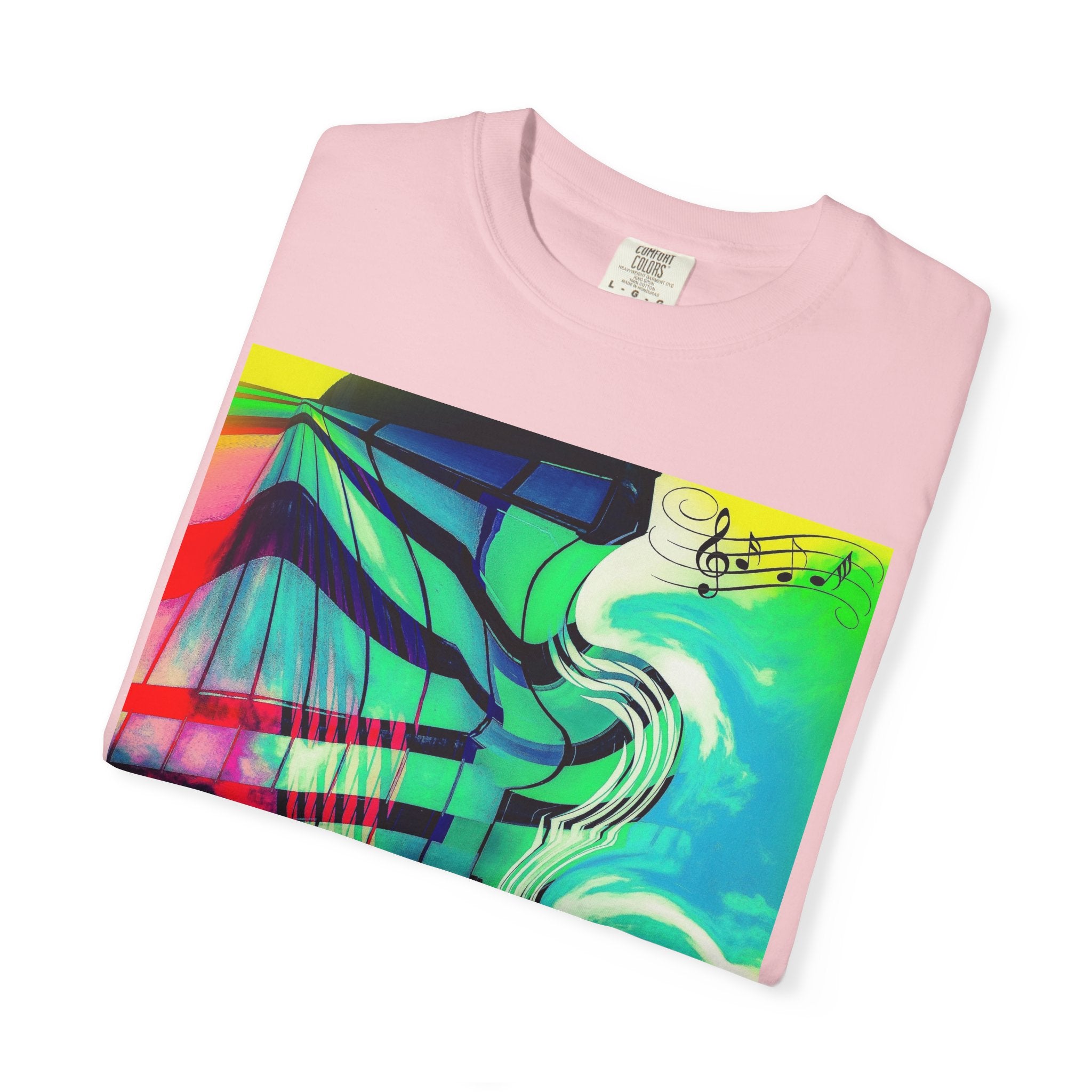 Rooftop Jazz By Kevin Quinn -Abstract Urban Modern Architecture Psychedelic Swirl T-Shirt