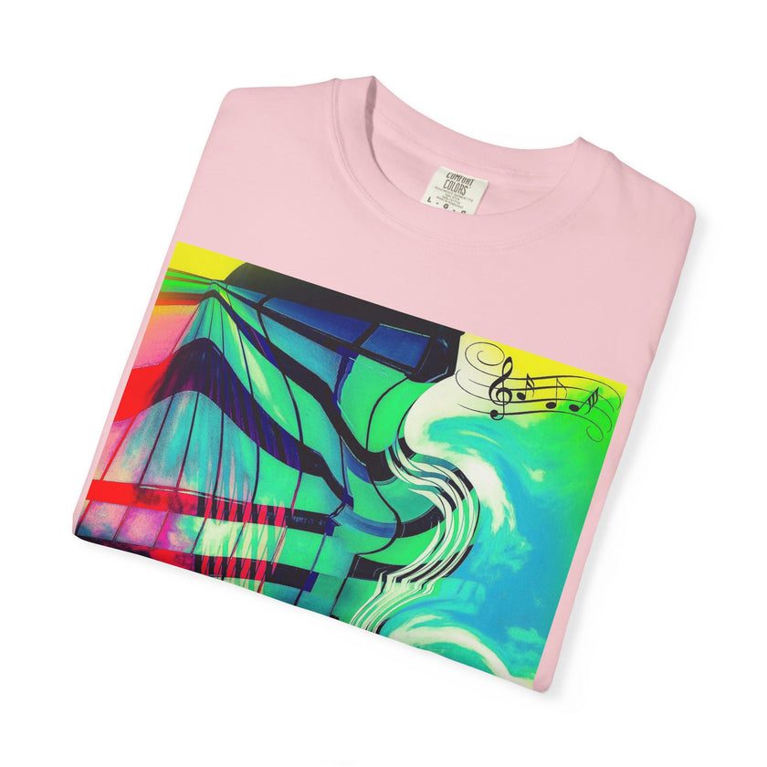 Rooftop Jazz By Kevin Quinn -Abstract Urban Modern Architecture Psychedelic Swirl T-Shirt