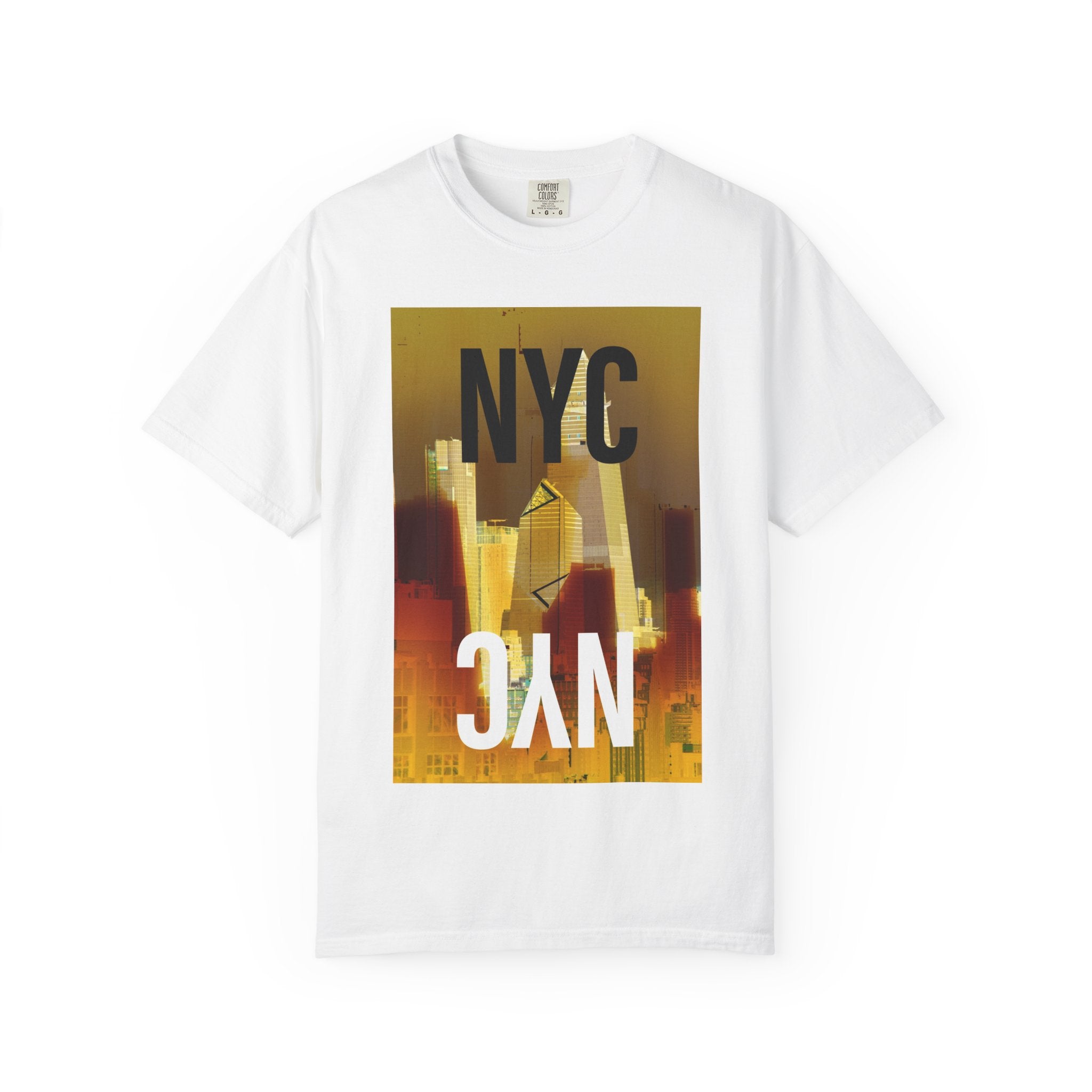 A New York Minute By Kevin Quinn -Urban Modern Abstract Architecture Cityscape Tee with Bold NYC Text