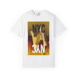 A New York Minute By Kevin Quinn -Urban Modern Abstract Architecture Cityscape Tee with Bold NYC Text