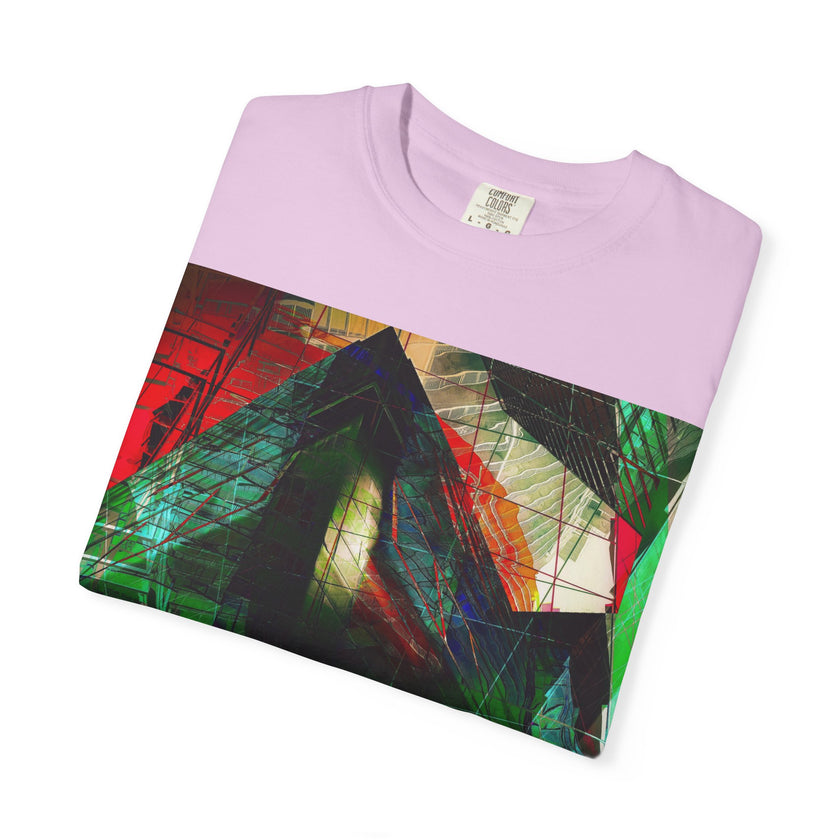 In The Journey By Kevin Quinn- Abstract Urban Architecture Geometric Pyramid T-Shirt — Colorful Architectural Art Tee