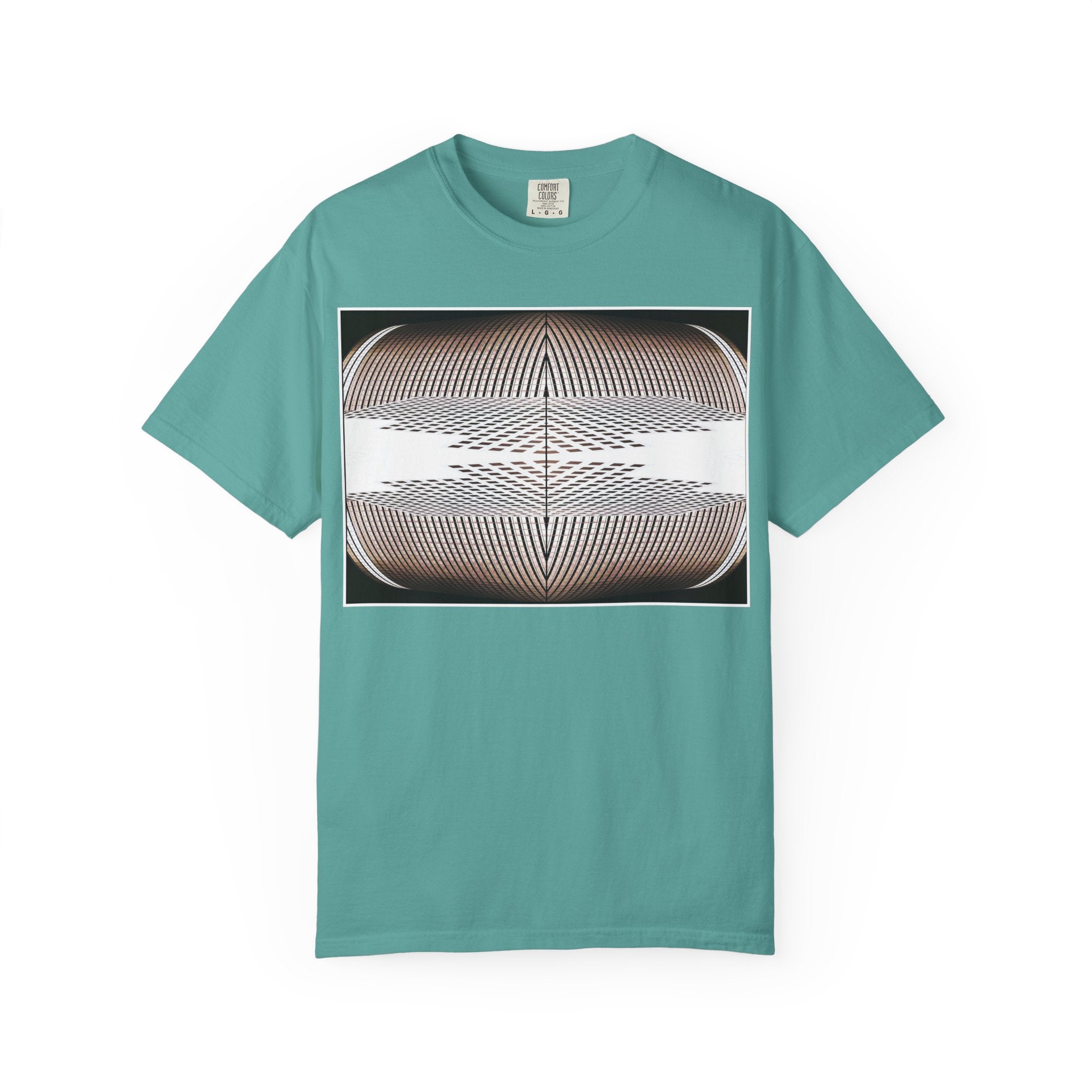 Thought Machine By Kevin Quinn -Optical Waveform Graphic T‑Shirt — Geometric Illusion Art Tee