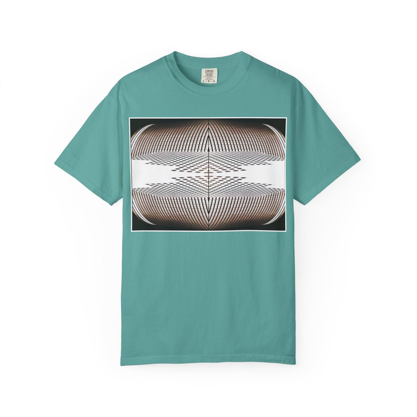 Thought Machine By Kevin Quinn -Optical Waveform Graphic T‑Shirt — Geometric Illusion Art Tee