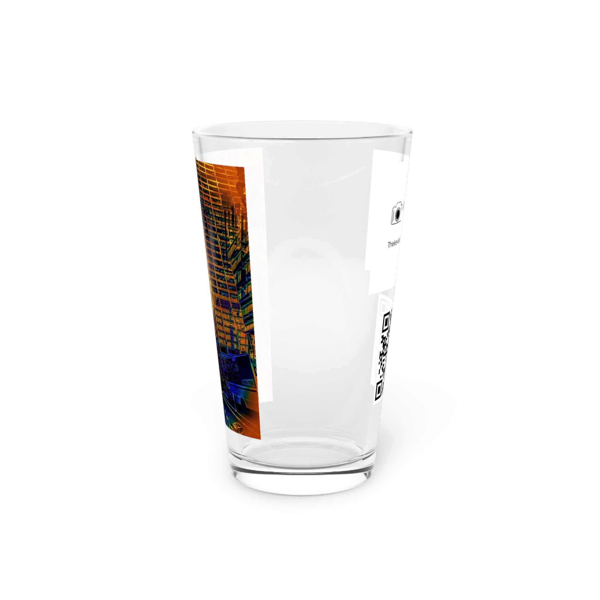 Abstract Art Beer Pint Glass – 16oz Craft Beer Glass – “Time Stand Still” by Kevin Quinn