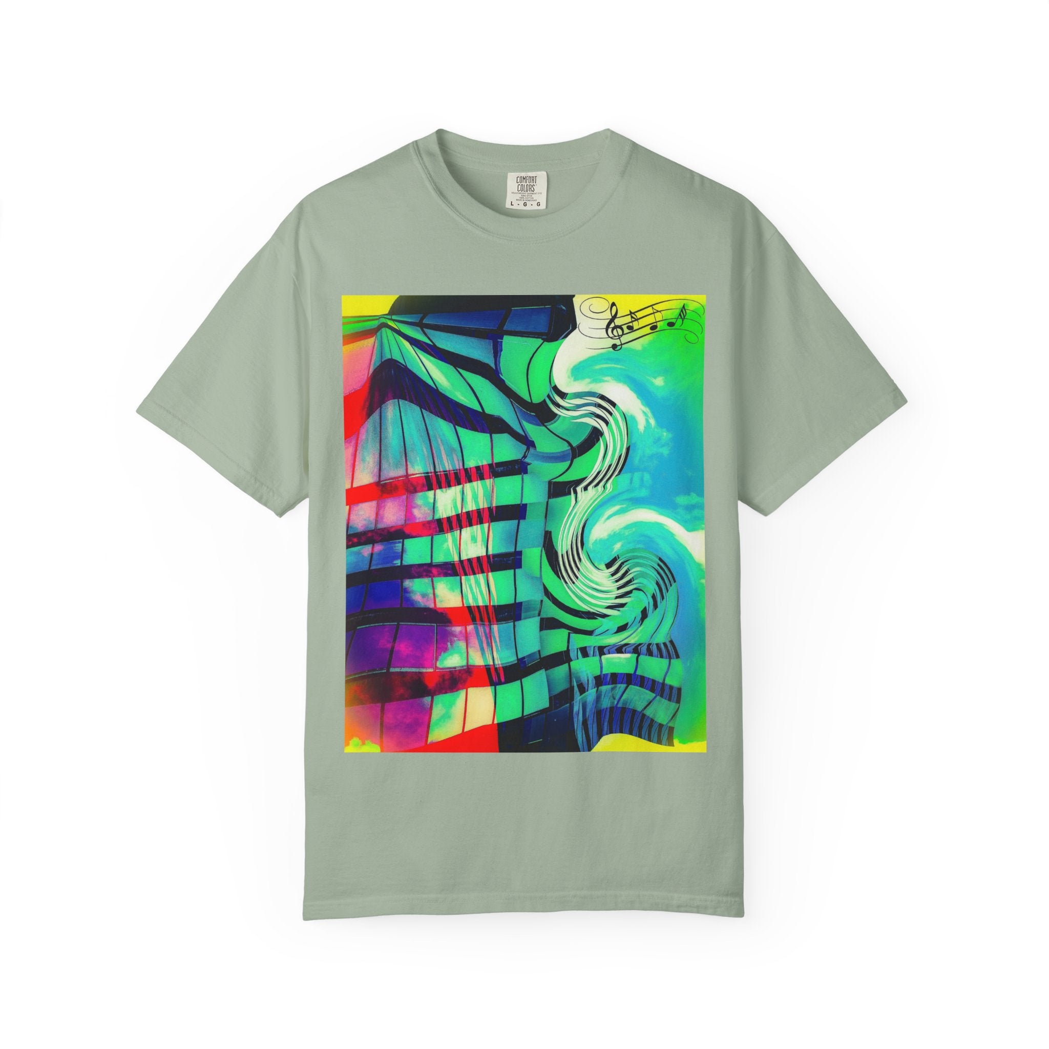 Rooftop Jazz By Kevin Quinn -Abstract Urban Modern Architecture Psychedelic Swirl T-Shirt