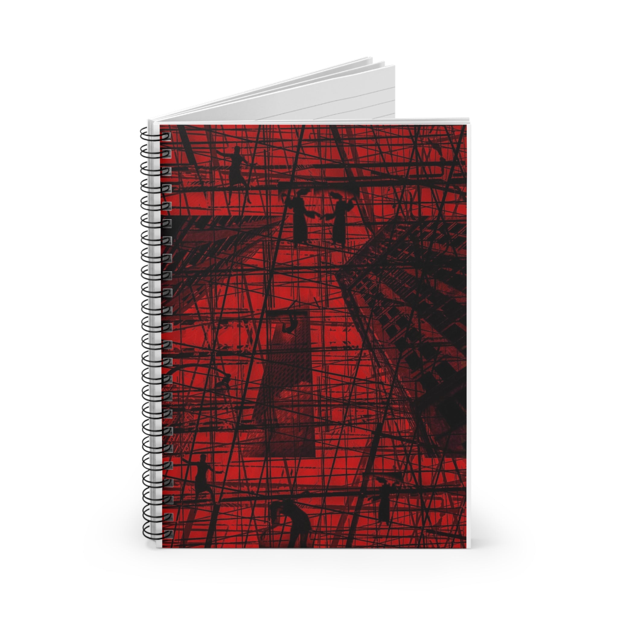 The Puppet Tragedy By Kevin Quinn -Red Abstract Gothic Puppet Notebook – Spiral Ruled Journal for Artists, Writers, Romantics and Playwrights