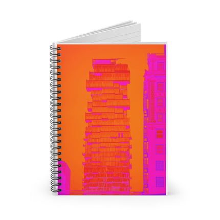 Fashion Show By Kevin Quinn -Neon NYC Cityscape Spiral Notebook — Bright Pink & Orange Urban Journal