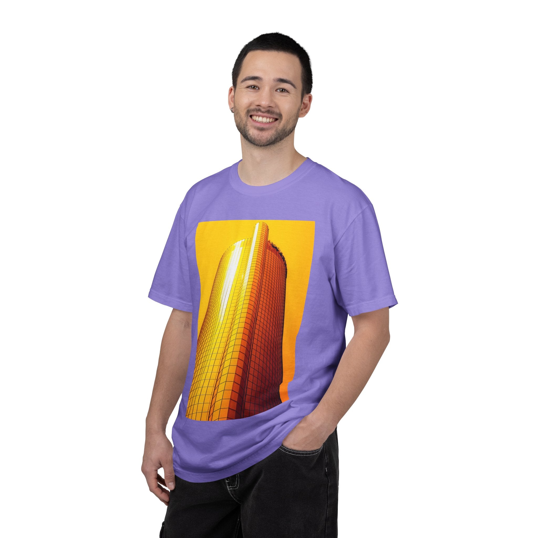 Summer In The City By Kevin Quinn -Modern Urban Architecture Sunset Skyscraper T-Shirt — Golden Architectural Photo Tee