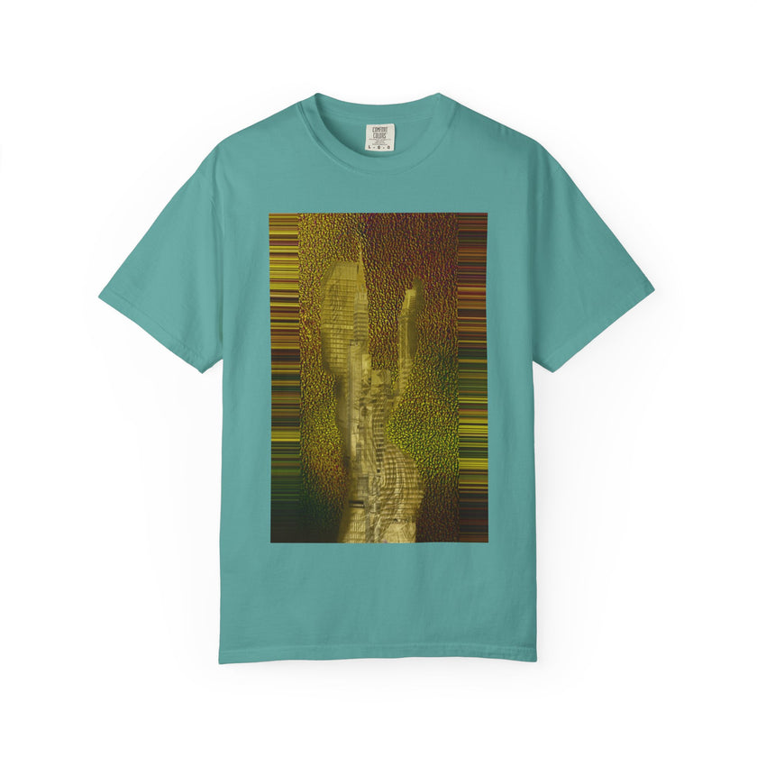 Ava's Search Engine By Kevin Quinn -Abstract Glitch Art T-Shirt with QR Code Back — Techy Urban Graphic Tee