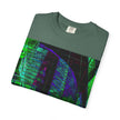 Love Talk By Kevin Quinn -Urban Abstract Architecture Neon Cityscape T-Shirt - Green & Purple Glitch Graphic