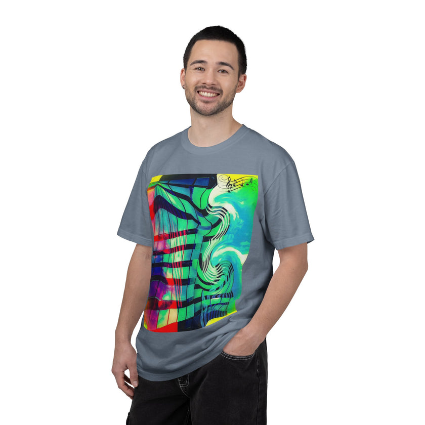 Rooftop Jazz By Kevin Quinn -Abstract Urban Modern Architecture Psychedelic Swirl T-Shirt