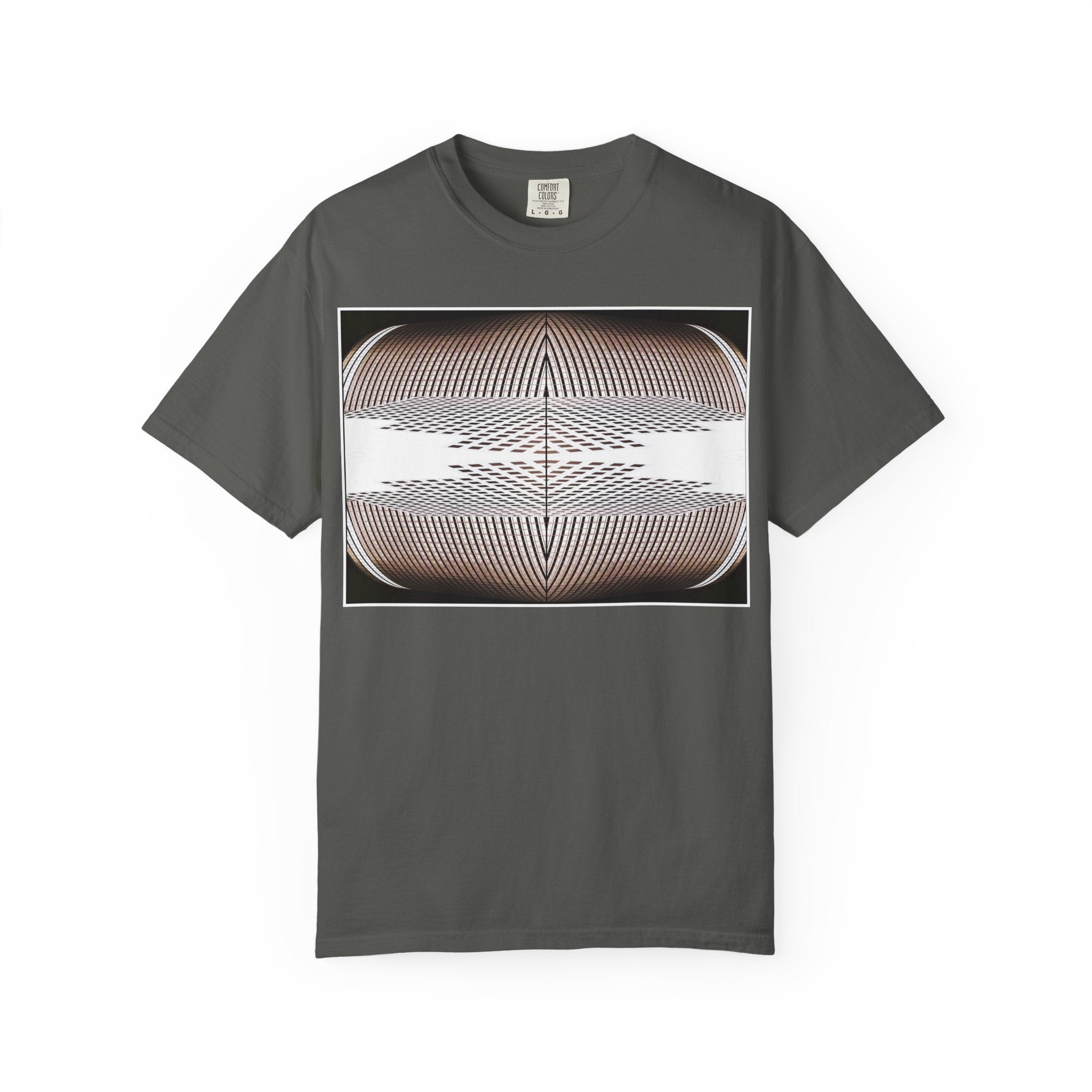 Thought Machine By Kevin Quinn -Optical Waveform Graphic T‑Shirt — Geometric Illusion Art Tee