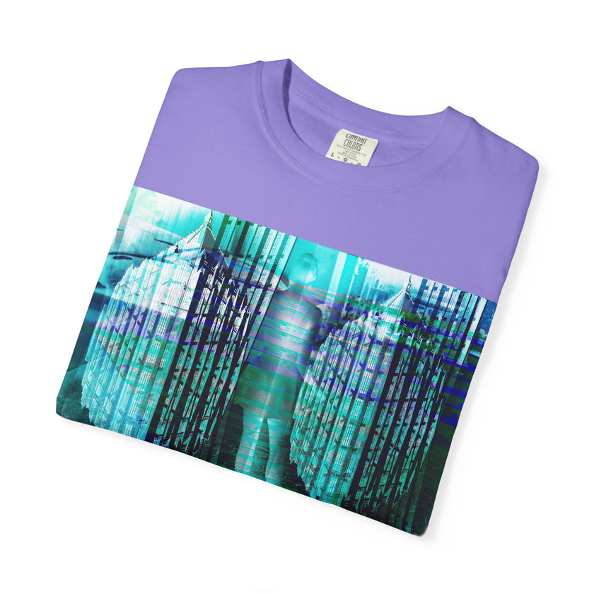 Pardon Me By Kevin Quinn -Abstract Urban Architecture Street Photography Blue T-Shirt — Surreal Nature Graphic Tee