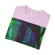 Love Talk By Kevin Quinn -Urban Abstract Architecture Neon Cityscape T-Shirt - Green & Purple Glitch Graphic