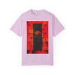 Hotel New Mexico By Kevin Quinn-Modern Abstract Architecture UFO QR Tee — Red Graphic T-Shirt with QR Code Back