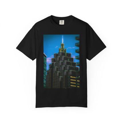 A Face In The Crowd By Kevin Quinn -Urban Architecture City Neon Skyline T-Shirt