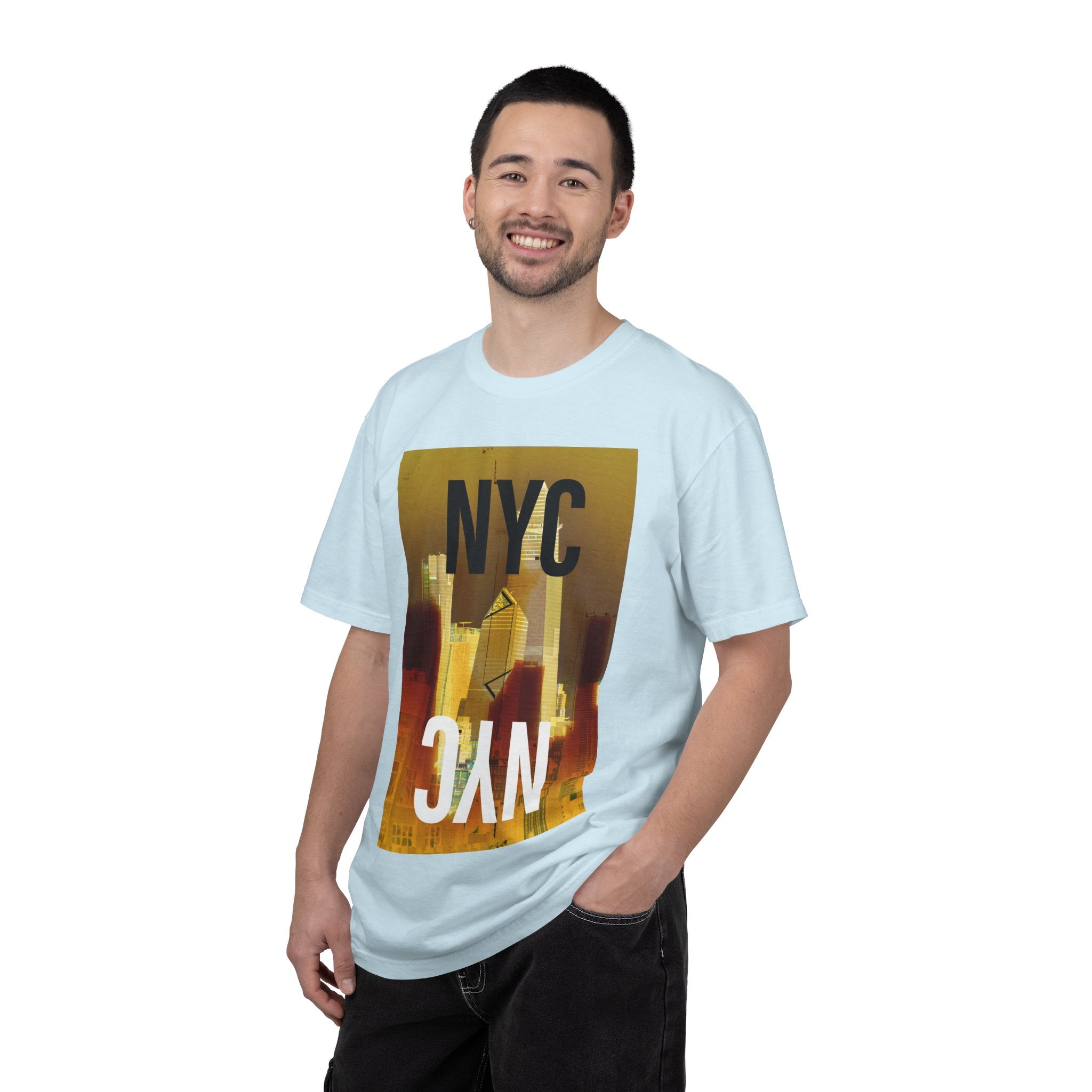 A New York Minute By Kevin Quinn -Urban Modern Abstract Architecture Cityscape Tee with Bold NYC Text