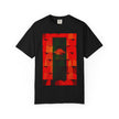 Hotel New Mexico By Kevin Quinn-Modern Abstract Architecture UFO QR Tee — Red Graphic T-Shirt with QR Code Back