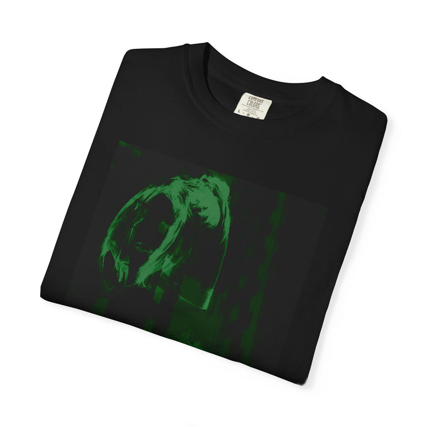 Poison Ivy's Pleasure By Kevin Quinn   -Skull in Green Glow T-Shirt — Neon Urban Architecture Gothic Graphic Tee