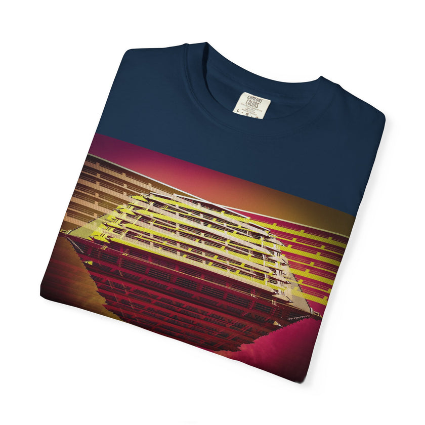 Dreaming With Dali By Kevin Quinn -Retro Futuristic Sunset Abstract Urban Architecture T-Shirt — Geometric Vaporwave Graphic