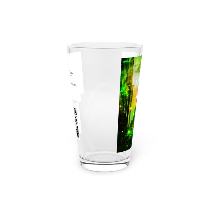 Abstract Art Beer Pint Glass – 16oz Craft Beer Glass – “Market Street UFO” by Kevin Quinn