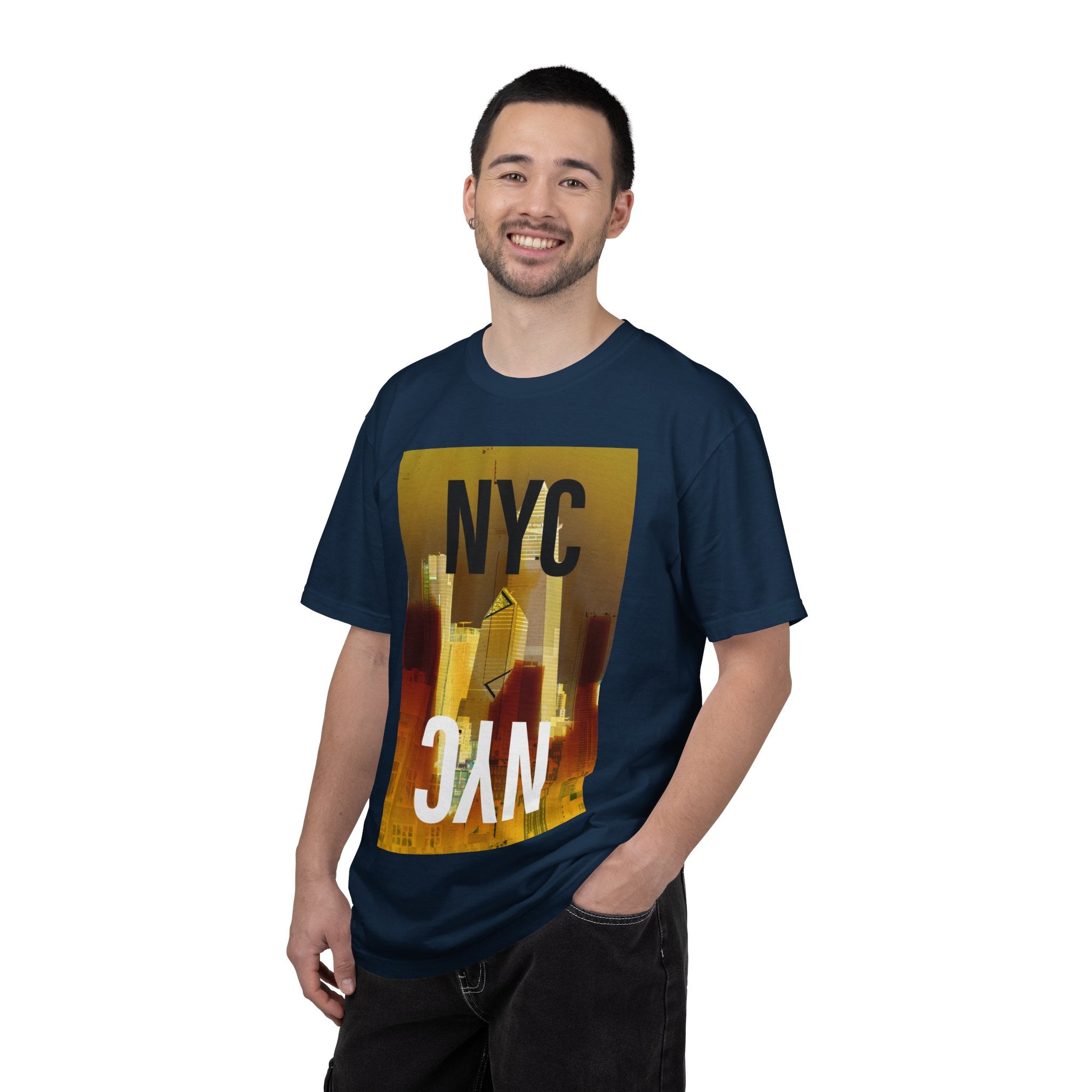A New York Minute By Kevin Quinn -Urban Modern Abstract Architecture Cityscape Tee with Bold NYC Text