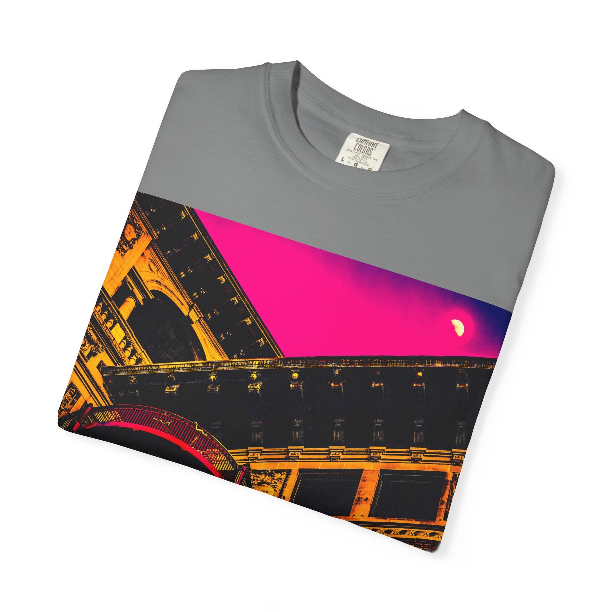 Moonlight Love Affair By Kevin Quinn -Modern Urban Architecture Romantic Pop Art T-Shirt