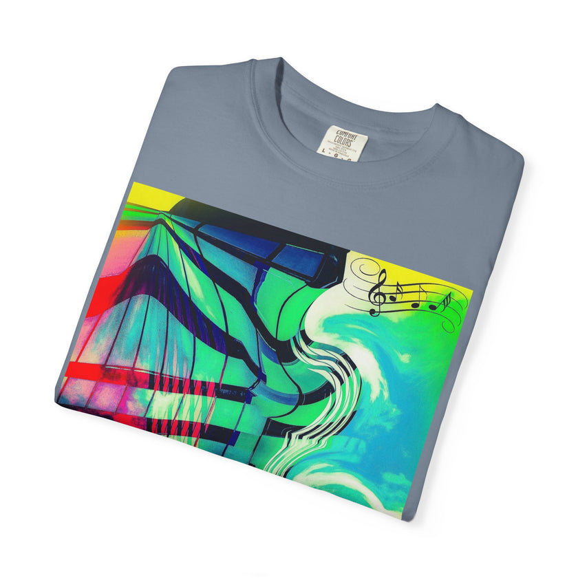 Rooftop Jazz By Kevin Quinn -Abstract Urban Modern Architecture Psychedelic Swirl T-Shirt