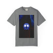 Mr. O  By Kevin Quinn   -Skull Ghost Graphic T-Shirt — Neon Blue Haunted Vibe- Modern Urban Pop Architecture