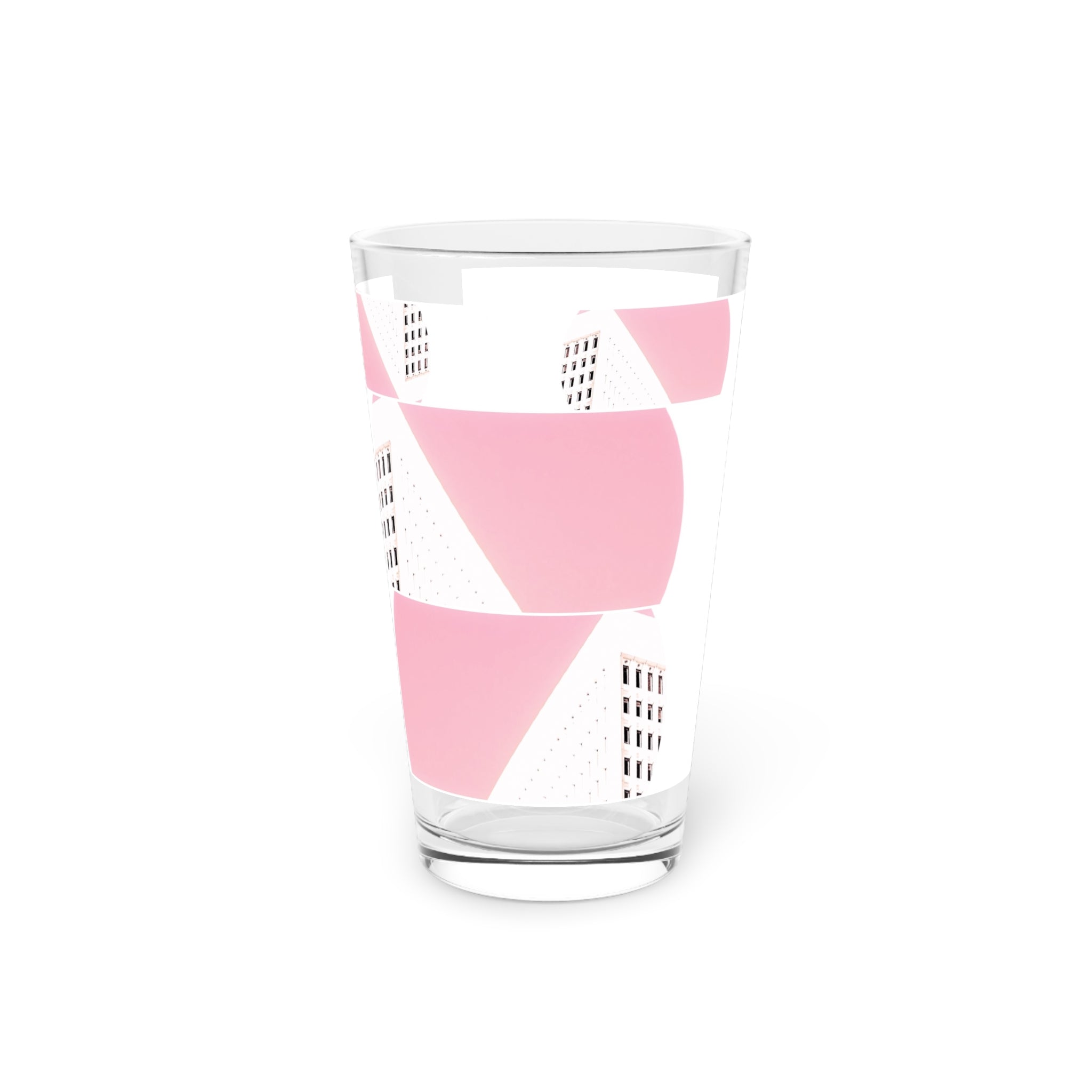 Abstract Art Beer Pint Glass – 16oz Craft Beer Glass – “Pretty In Pink” by Kevin Quinn