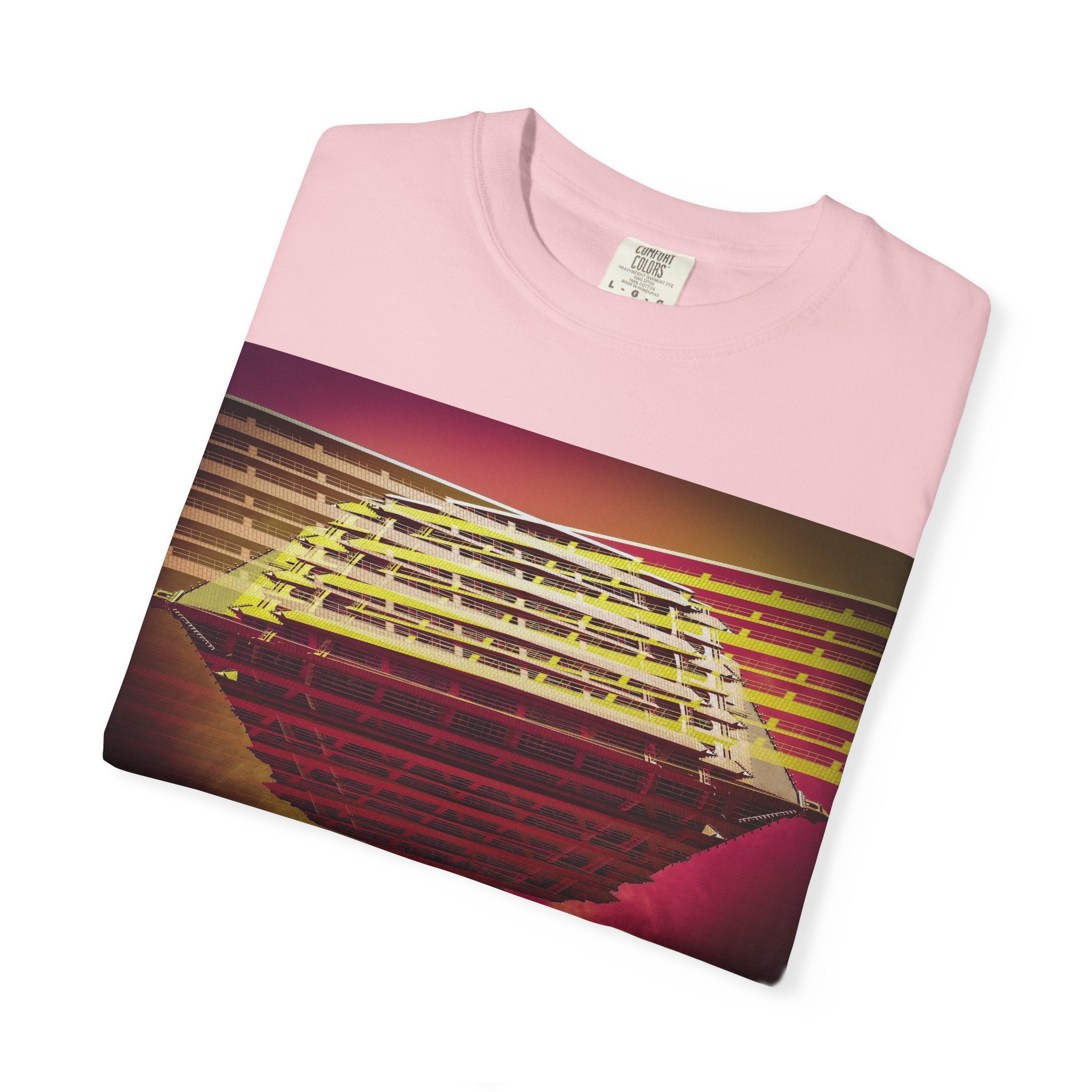 Dreaming With Dali By Kevin Quinn -Retro Futuristic Sunset Abstract Urban Architecture T-Shirt — Geometric Vaporwave Graphic