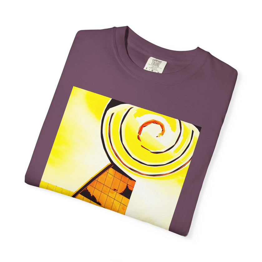 Lemonheads and Lollipops By Kevin Quinn   -Abstract Yellow Spiral Urban Modern Architecture Graphic Tee
