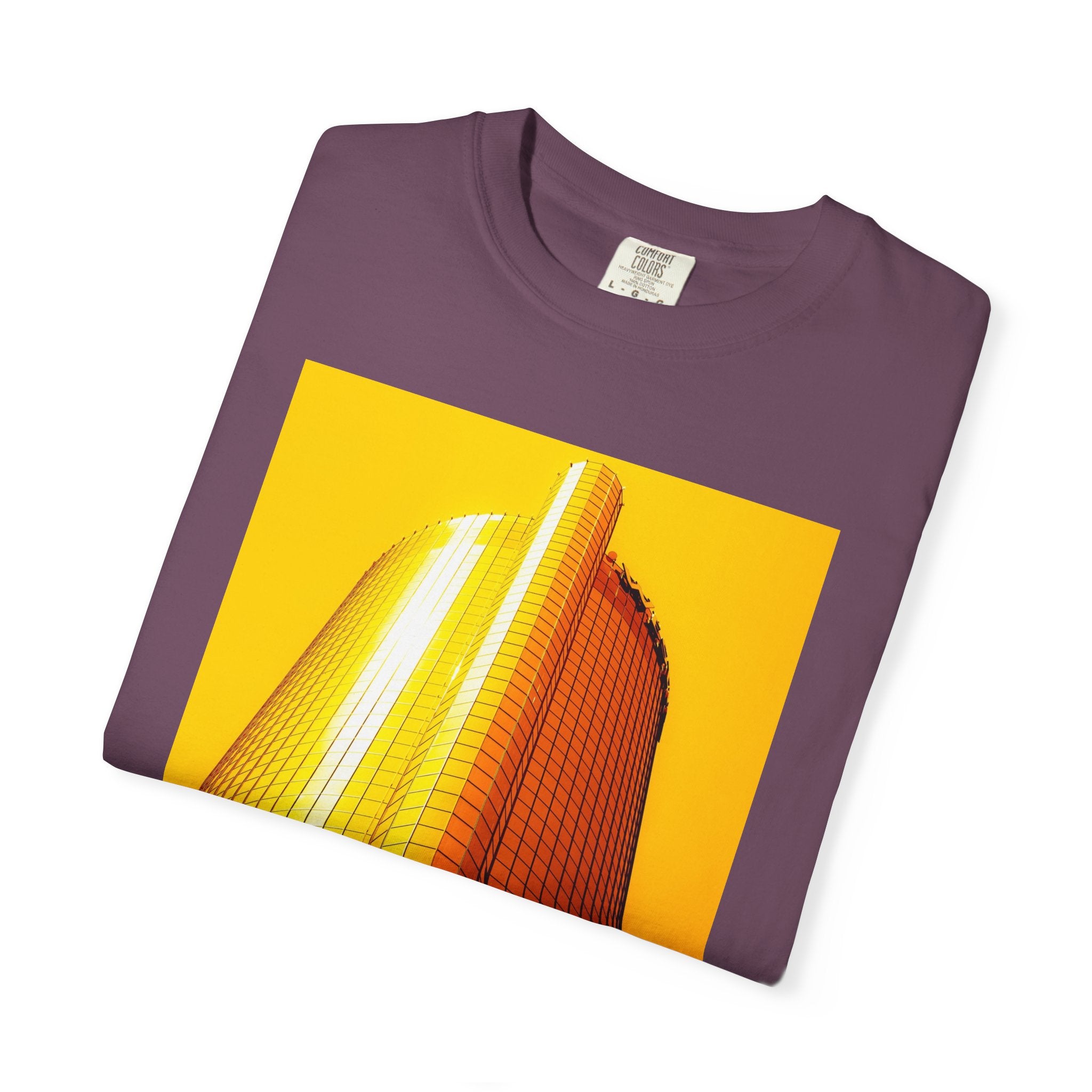 Summer In The City By Kevin Quinn -Modern Urban Architecture Sunset Skyscraper T-Shirt — Golden Architectural Photo Tee