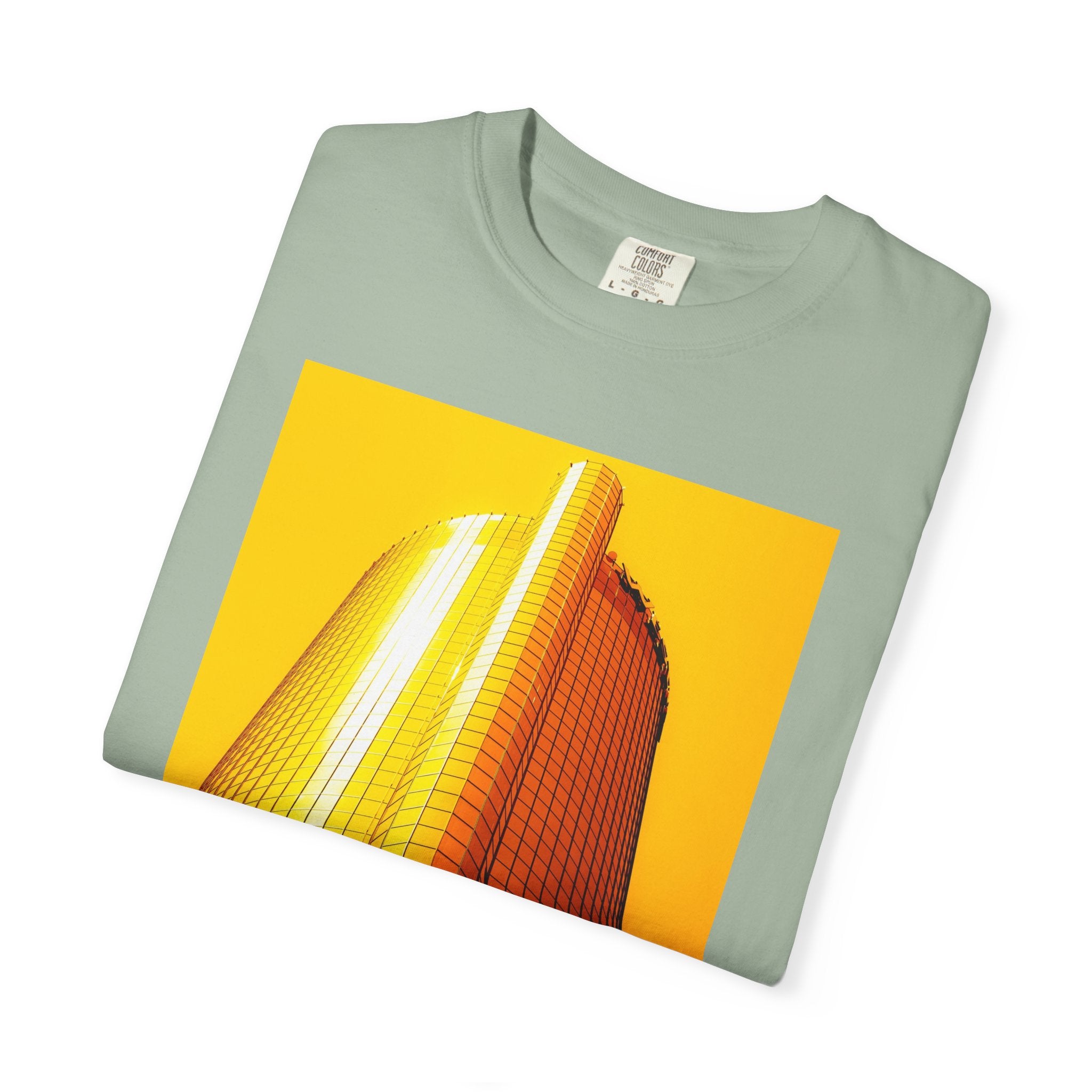 Summer In The City By Kevin Quinn -Modern Urban Architecture Sunset Skyscraper T-Shirt — Golden Architectural Photo Tee