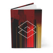Here We Are By Kevin Quinn - Abstract Cityscape Hardcover Journal — Red & Gold Geometric Notebook