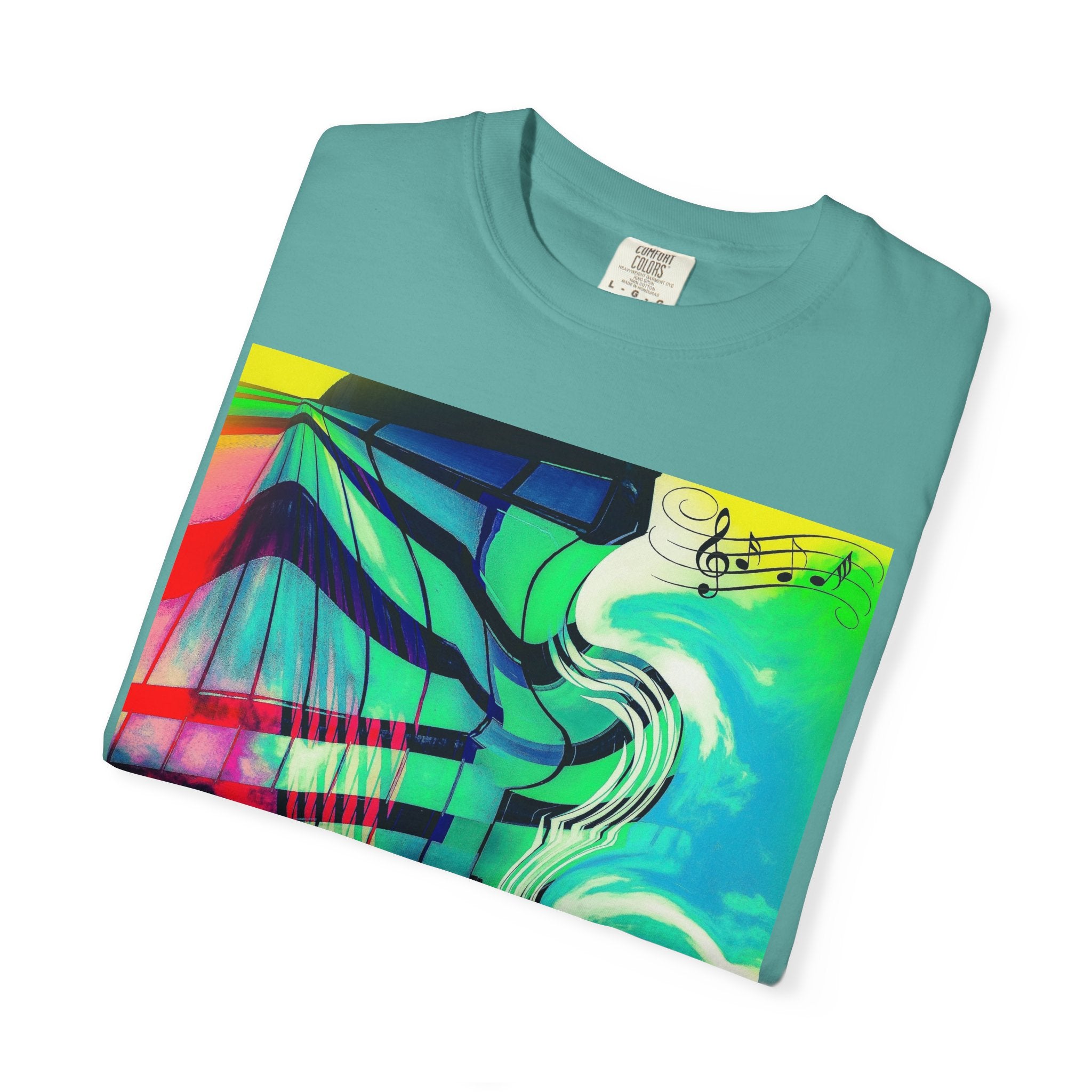 Rooftop Jazz By Kevin Quinn -Abstract Urban Modern Architecture Psychedelic Swirl T-Shirt