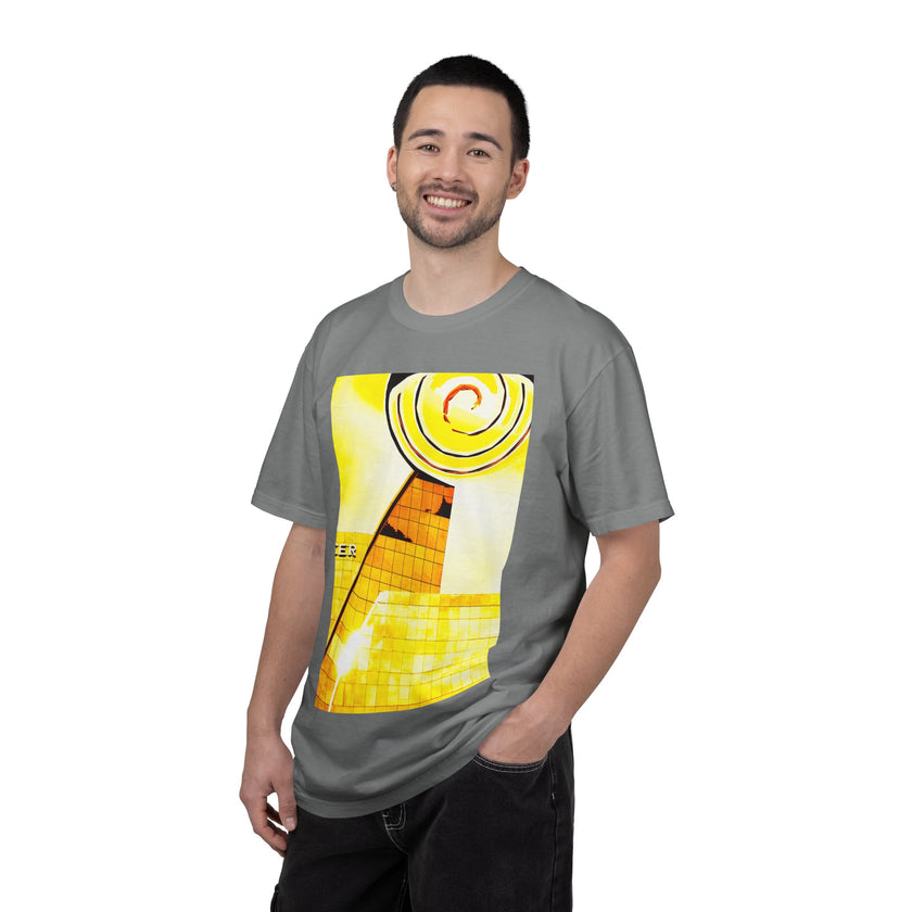 Lemonheads and Lollipops By Kevin Quinn   -Abstract Yellow Spiral Urban Modern Architecture Graphic Tee